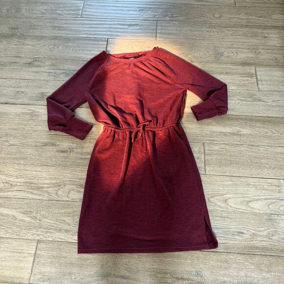 Prana Maroon Waist Cinched Dress Large - Picture 1 of 10